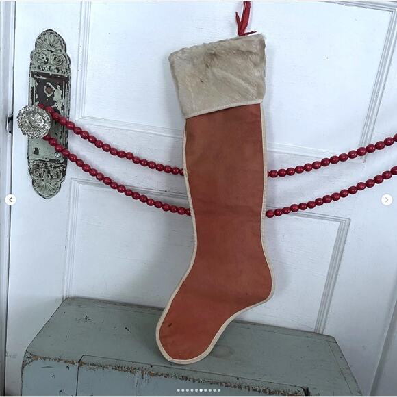 Vintage Antique Felt Christmas Stockin Mommy Needlepoint Embroidery Stitching - Picture 6 of 10